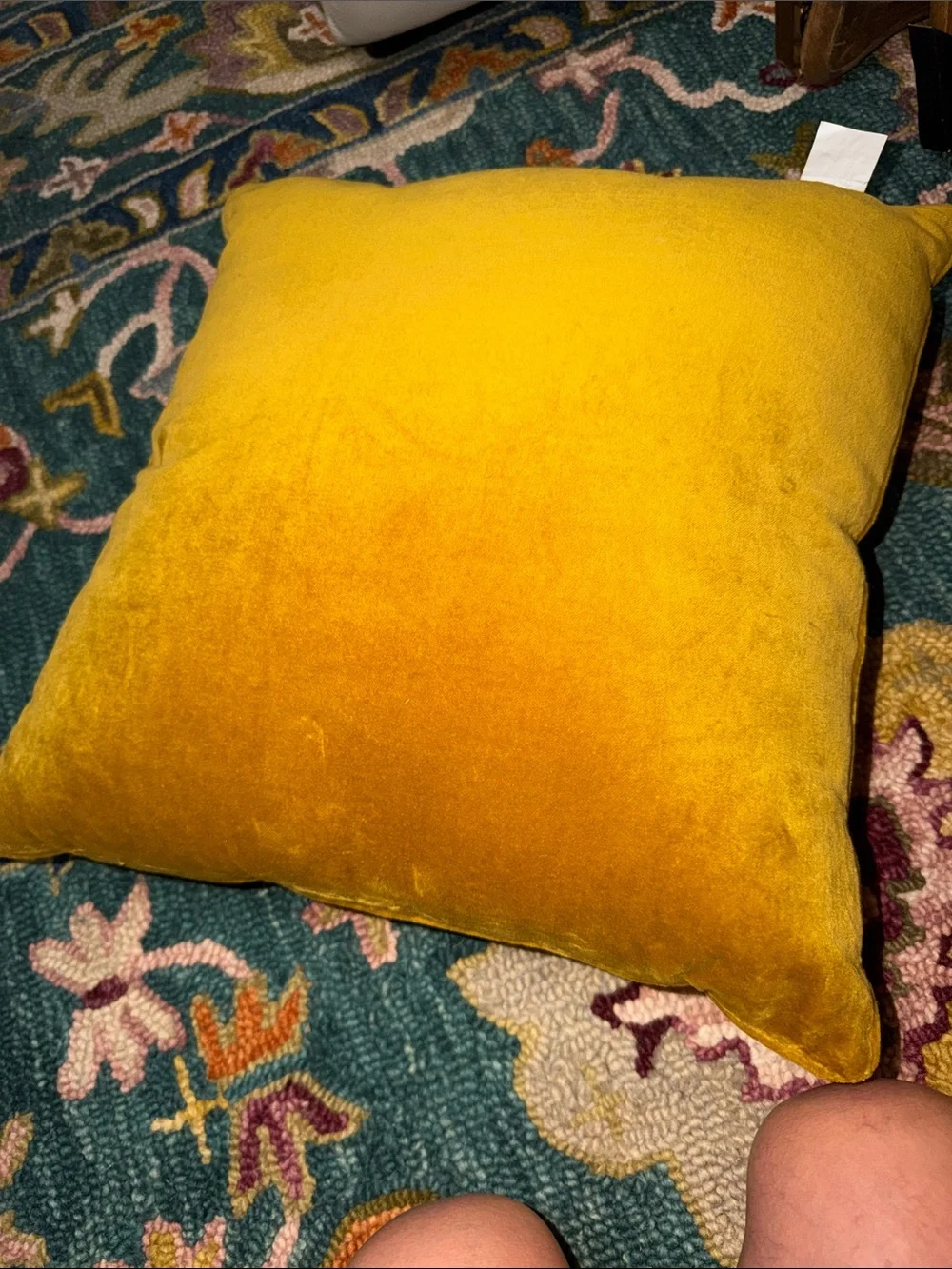 Hand-Embroidered Mustard color changing Decorative Throw Pillow -